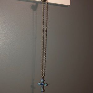 Blue cross necklace
